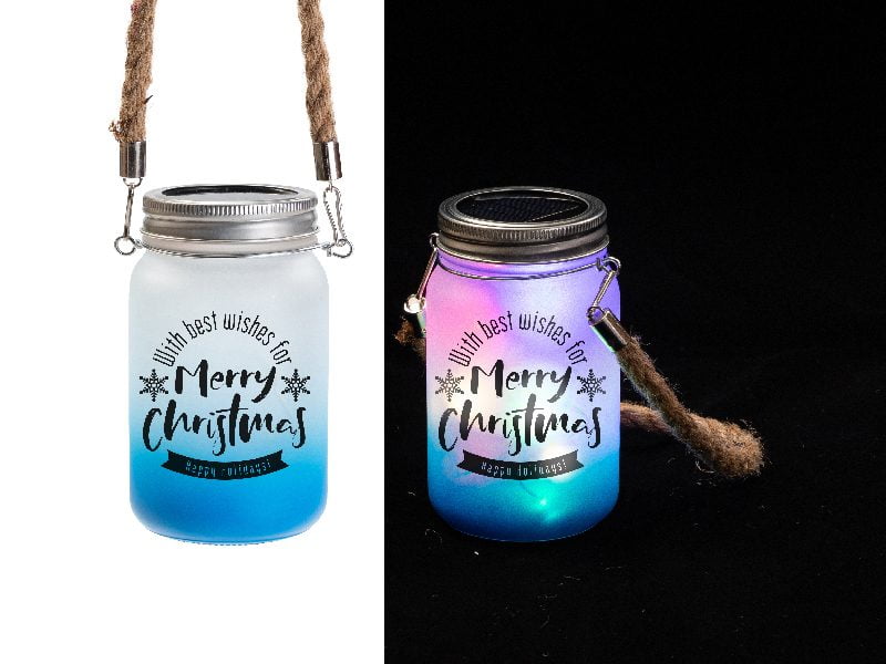 Sublimatie Mason Jar Lantaarn Frosted 15oz , Gradient Light Blue - Afbeelding 2