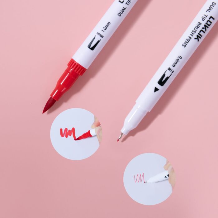 LOKLiK Dual Tip Brush Pens - 12 Colors - Afbeelding 3