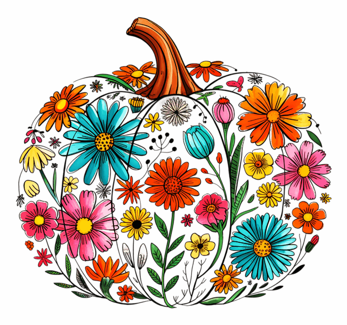 DTF Design kant en klaar – Floral Pumpkin H0002