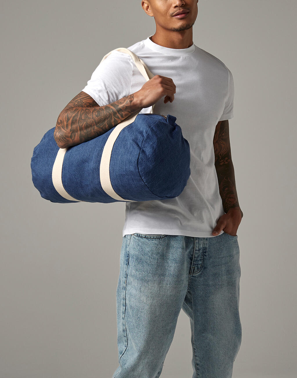 Bagbase Denim Barrel Bag - Afbeelding 2