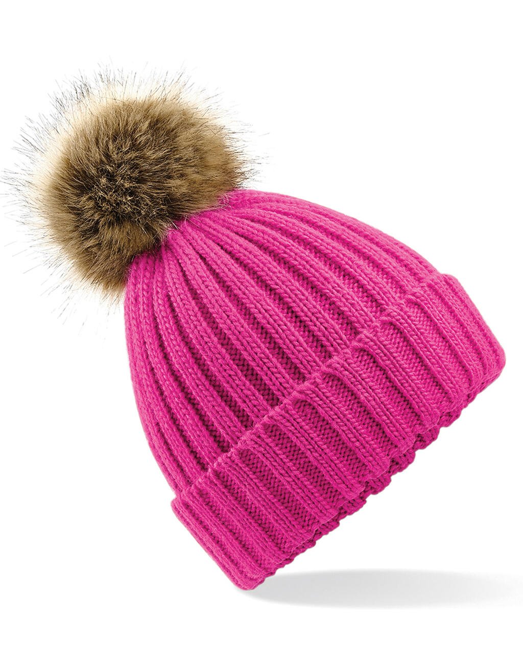 Beechfield Fur Pop Pom Chunky Beanie - Afbeelding 5