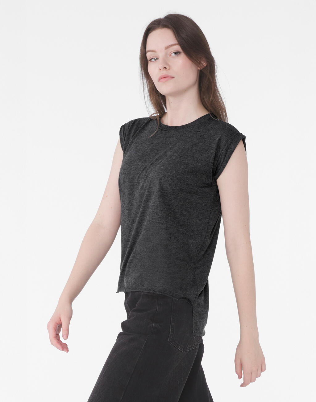 Bella+Canvas Women’s Flowy Muscle Tee Rolled Cuff