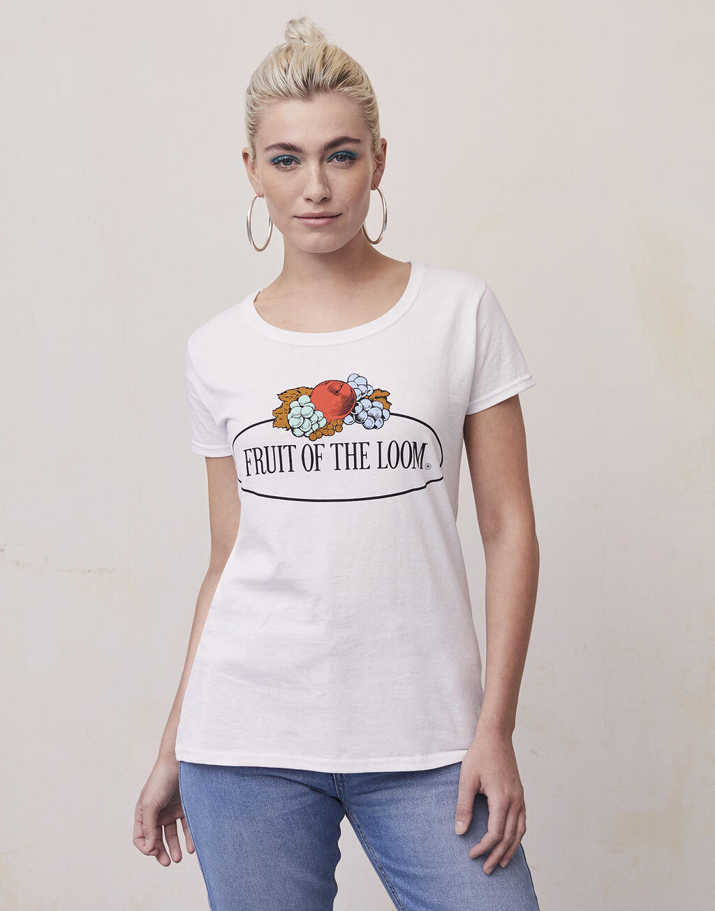 Fruit of the Loom Vintage Collection Ladies Vintage T Large Logo Print