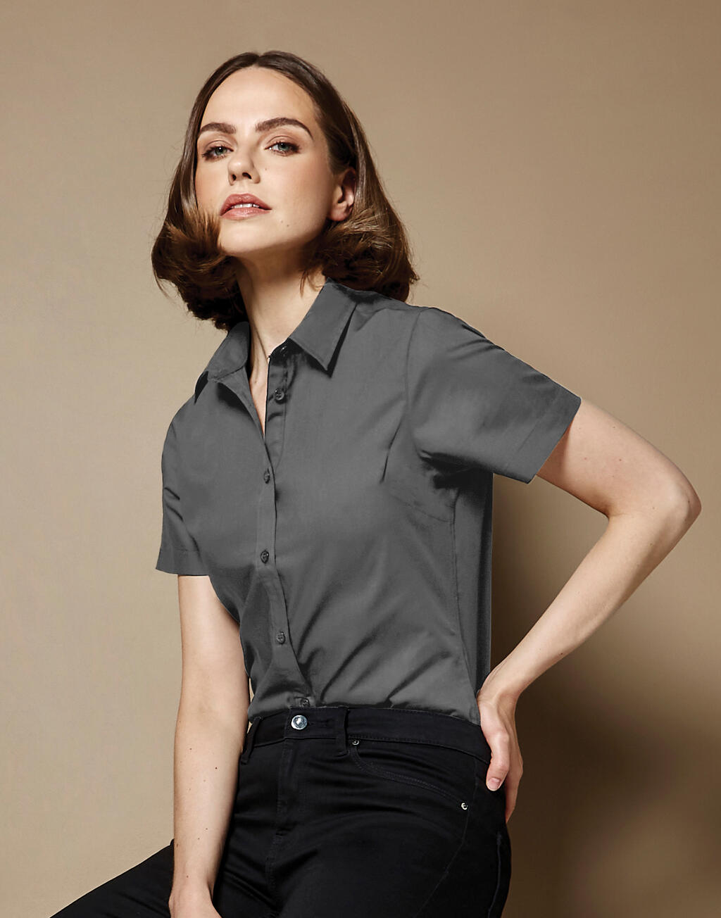 Kustom Kit Women’s Tailored Fit Poplin Shirt SSL
