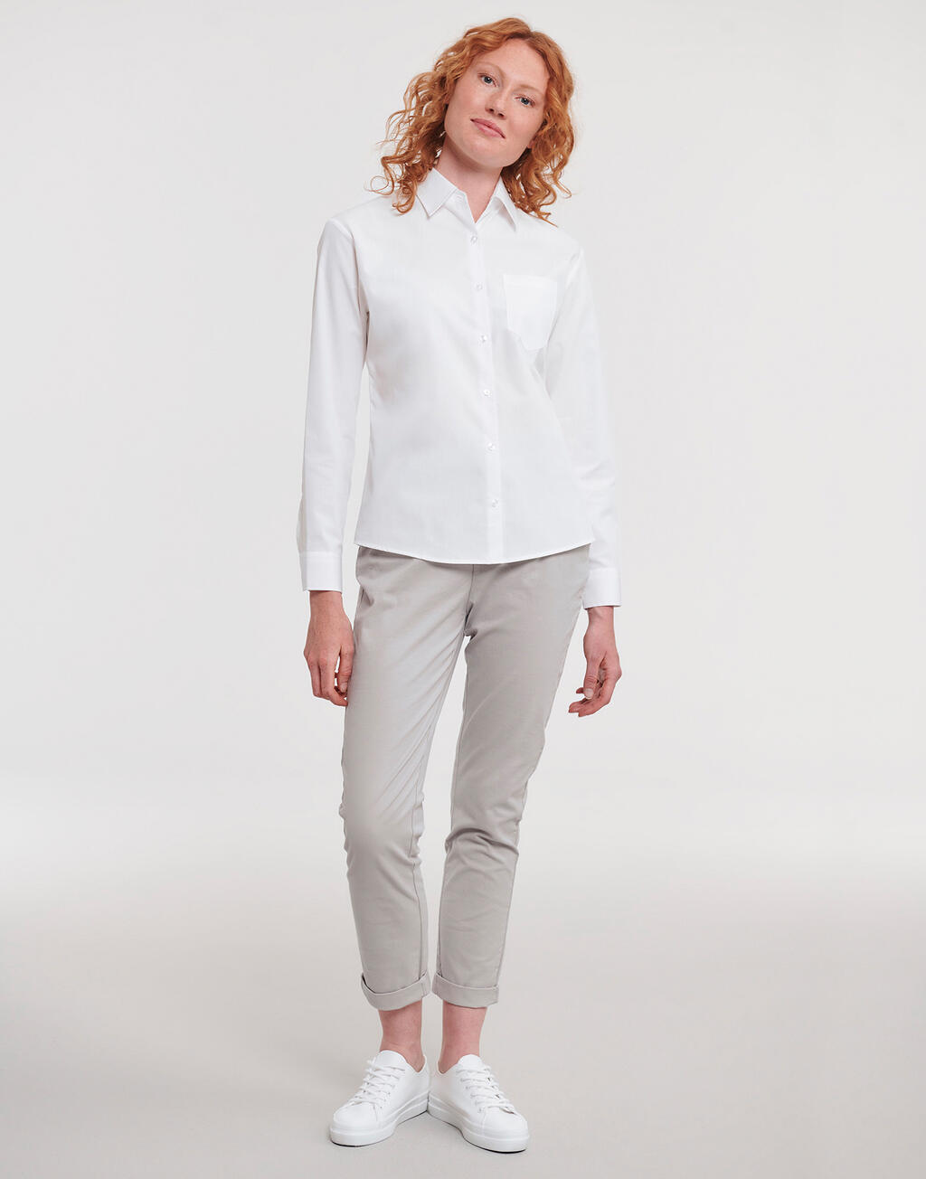 Russell Collection Ladies' Cotton Poplin Shirt LS - Afbeelding 3