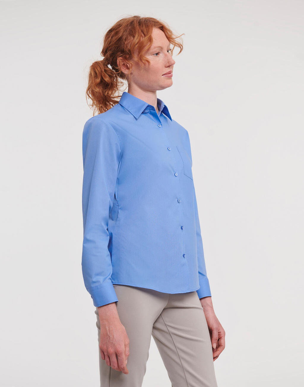 Russell Collection Ladies' LS Poplin Shirt - Afbeelding 2