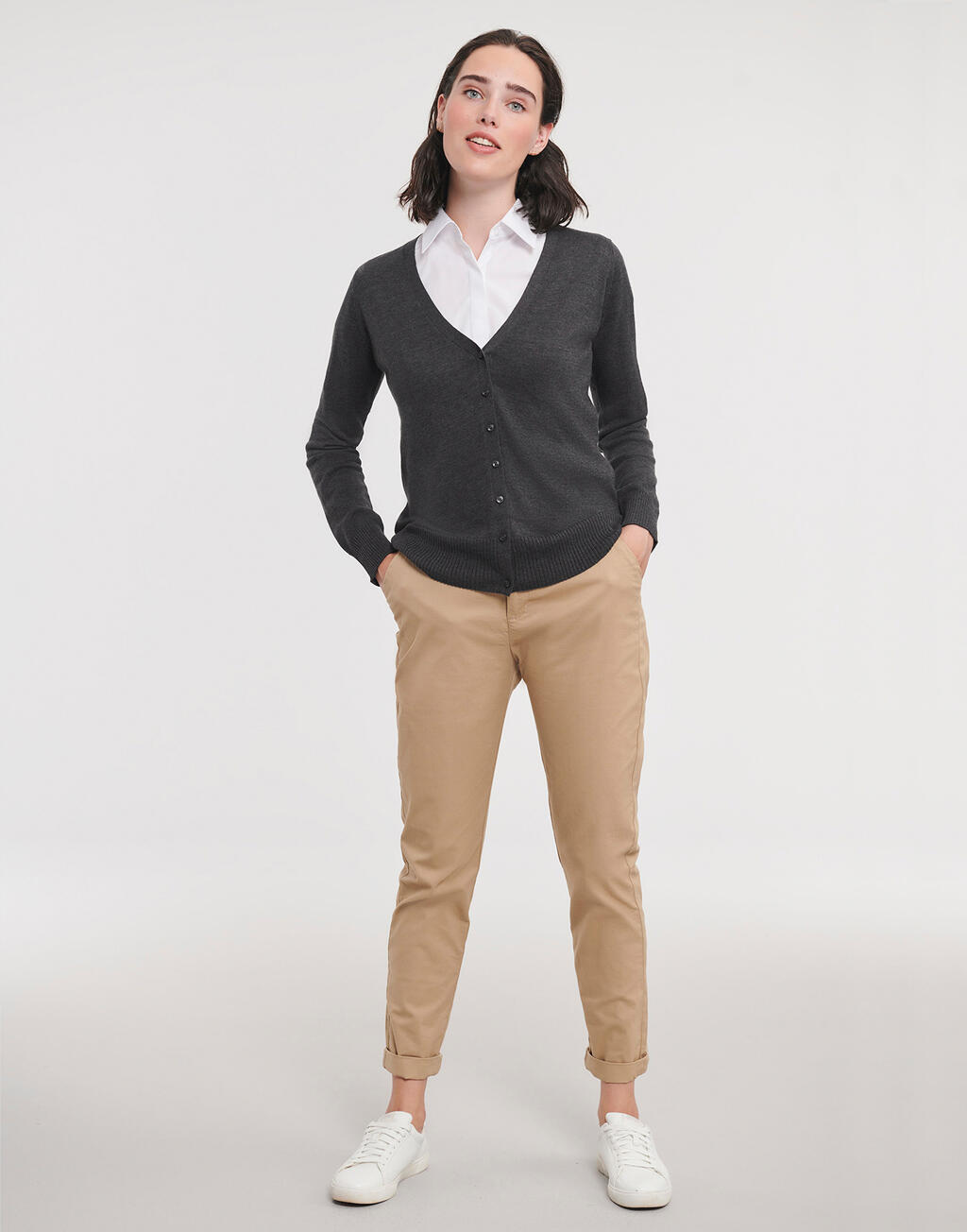 Russell Collection Ladies’ V-Neck Knitted Cardigan - Afbeelding 3