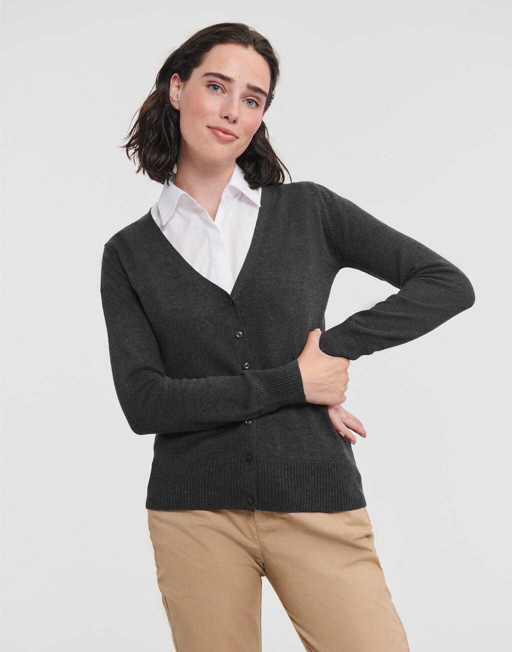 Russell Collection Ladies’ V-Neck Knitted Cardigan