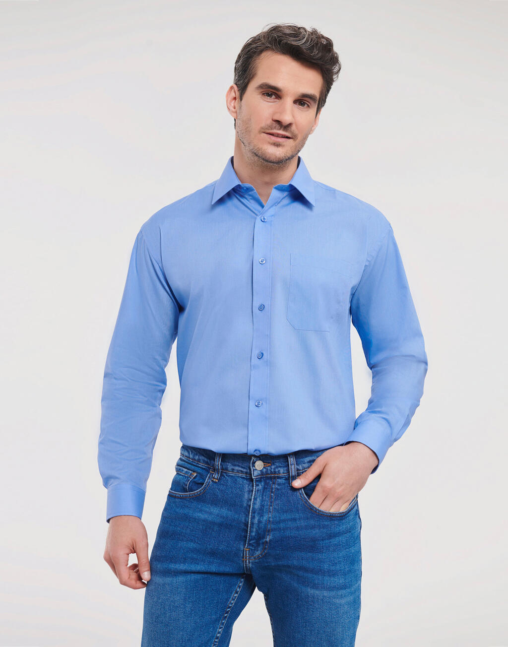 Russell Collection Poplin Shirt LS