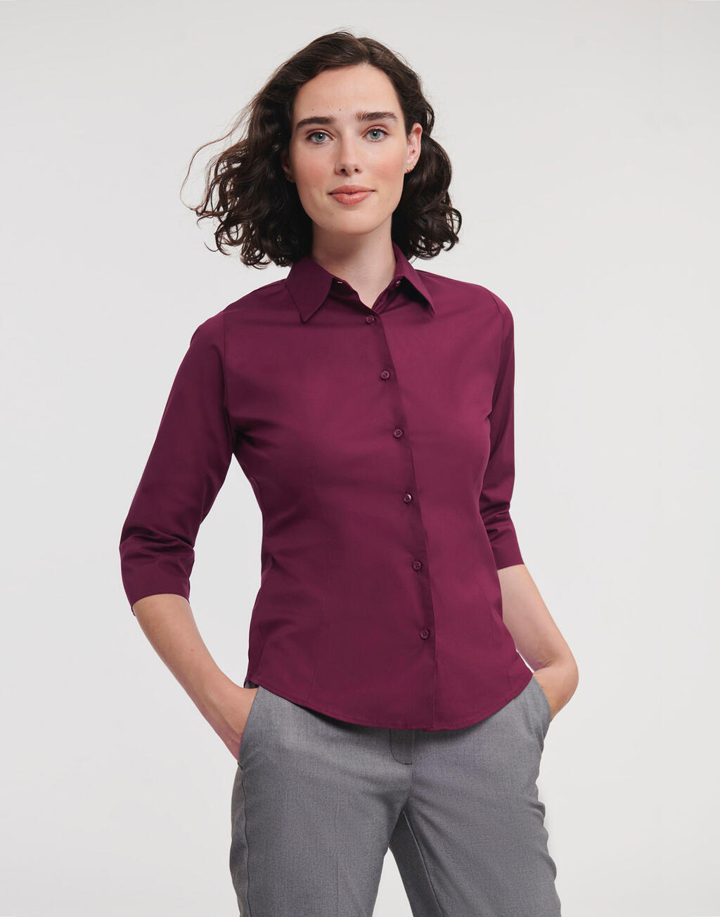 Russell Collection Tailored Blouse with 3/4 Sleeves