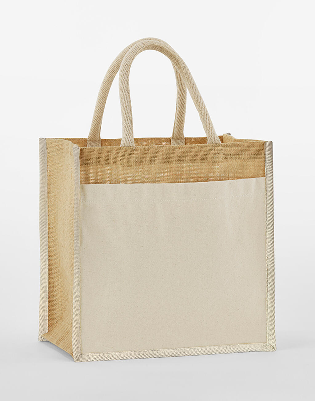 Westford Mill Cotton Pocket Natural Starched Jute Midi Tote - Afbeelding 6