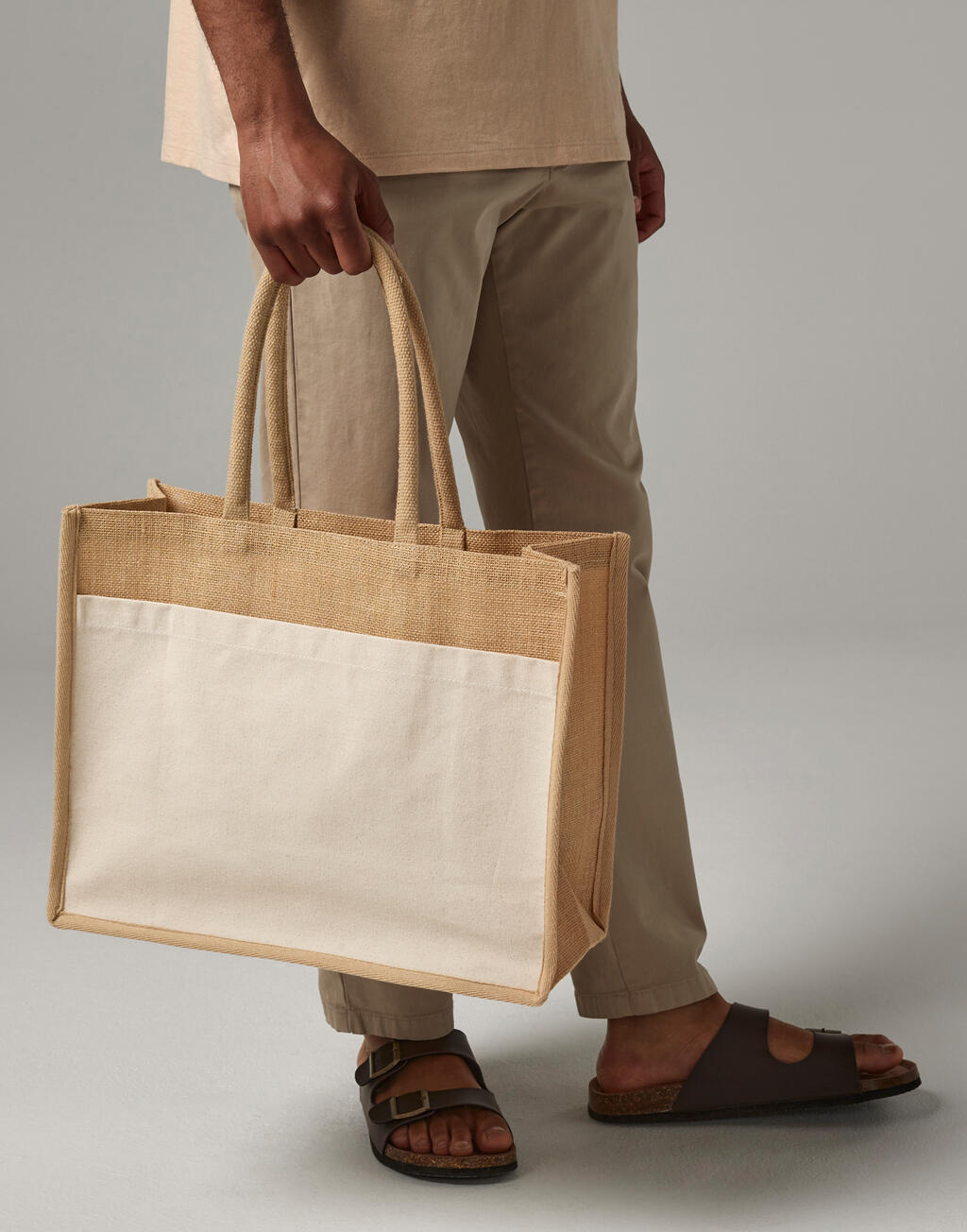 Westford Mill Cotton Pocket Natural Starched Jute Shopper - Afbeelding 3