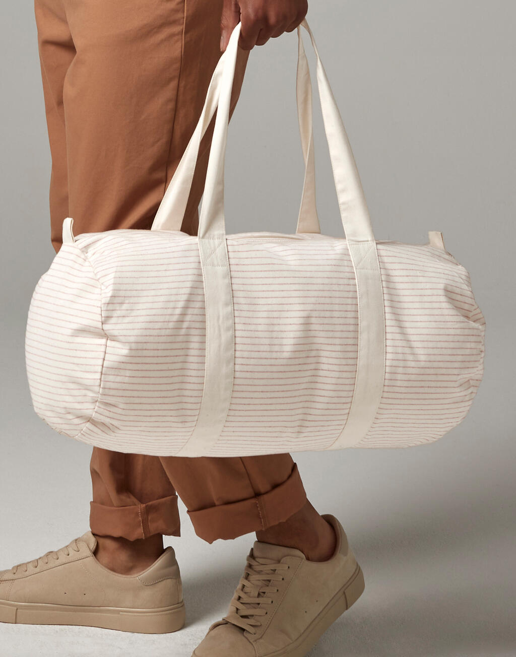 Westford Mill Striped Organic Cotton Barrel Bag - Afbeelding 4