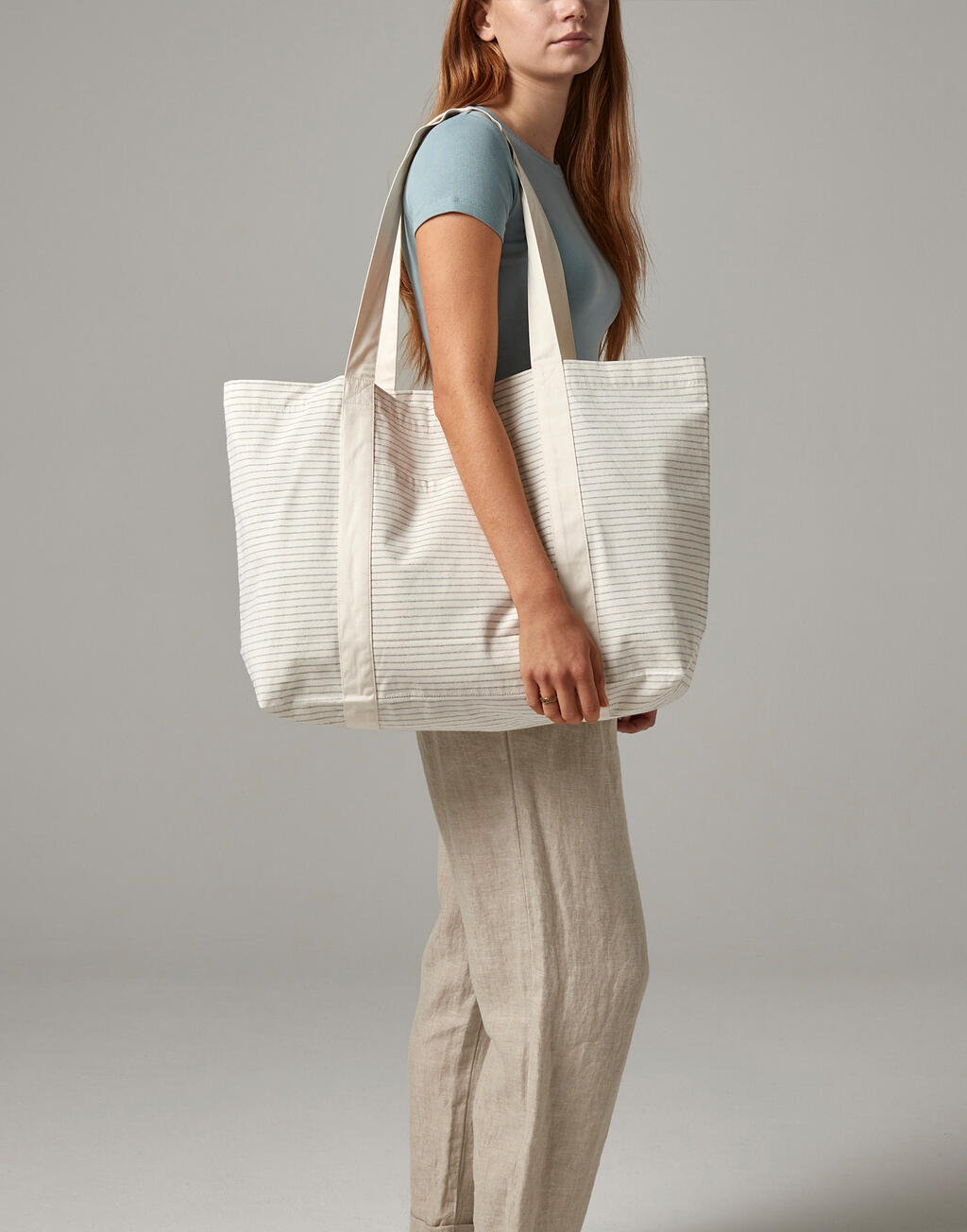 Westford Mill Striped Organic Cotton Shopper - Afbeelding 8