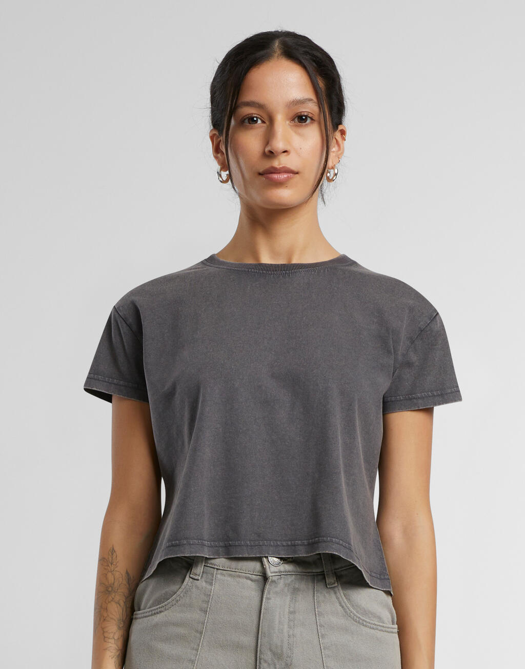 Build Your Brand Ladies Vintage Cropped Tee - Afbeelding 6