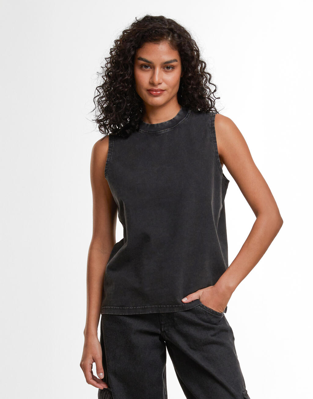 Build Your Brand Ladies Vintage Washed Sleeveless Tee