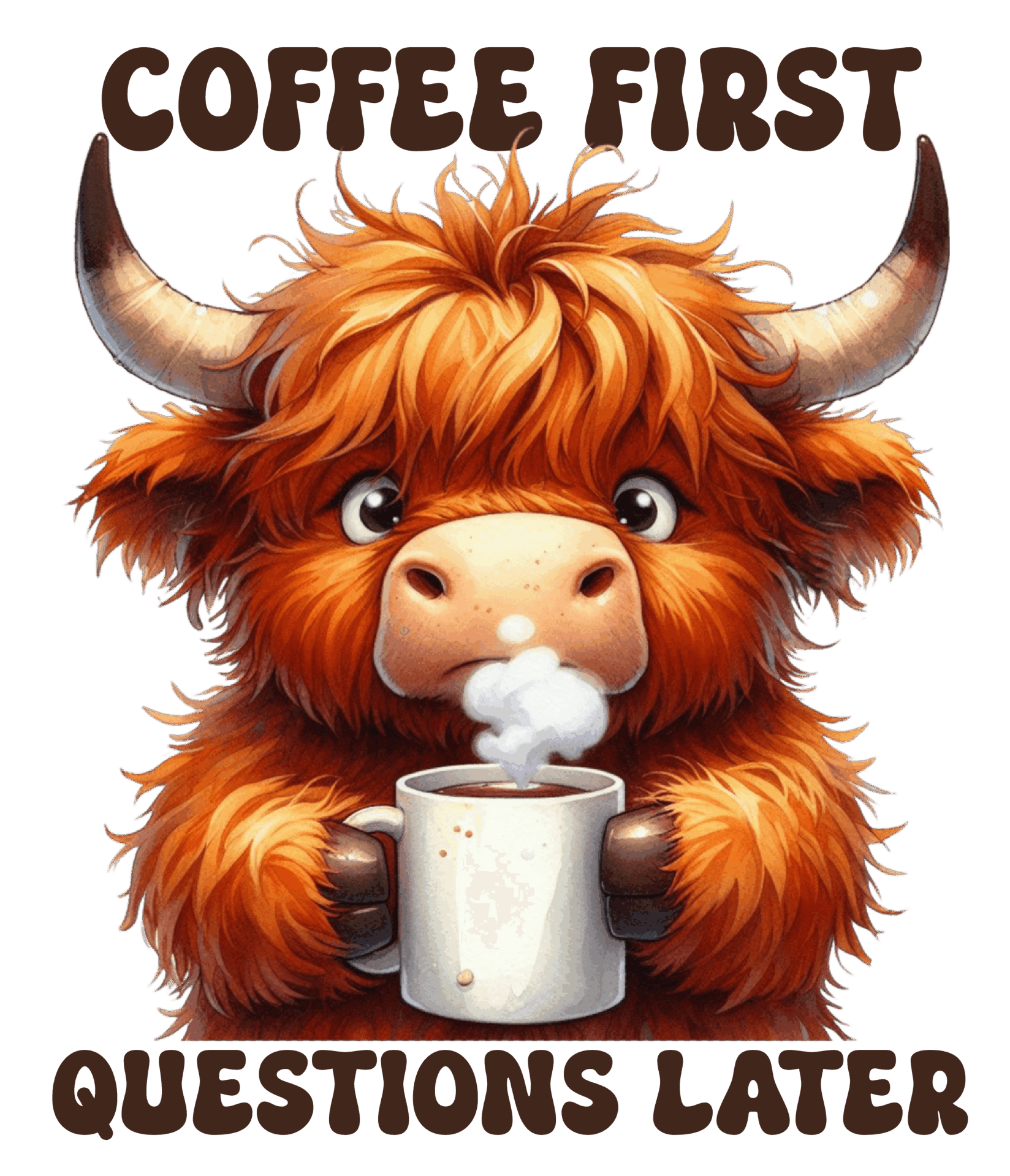 DTF Design kant en klaar –Coffee First Questions Later C0002