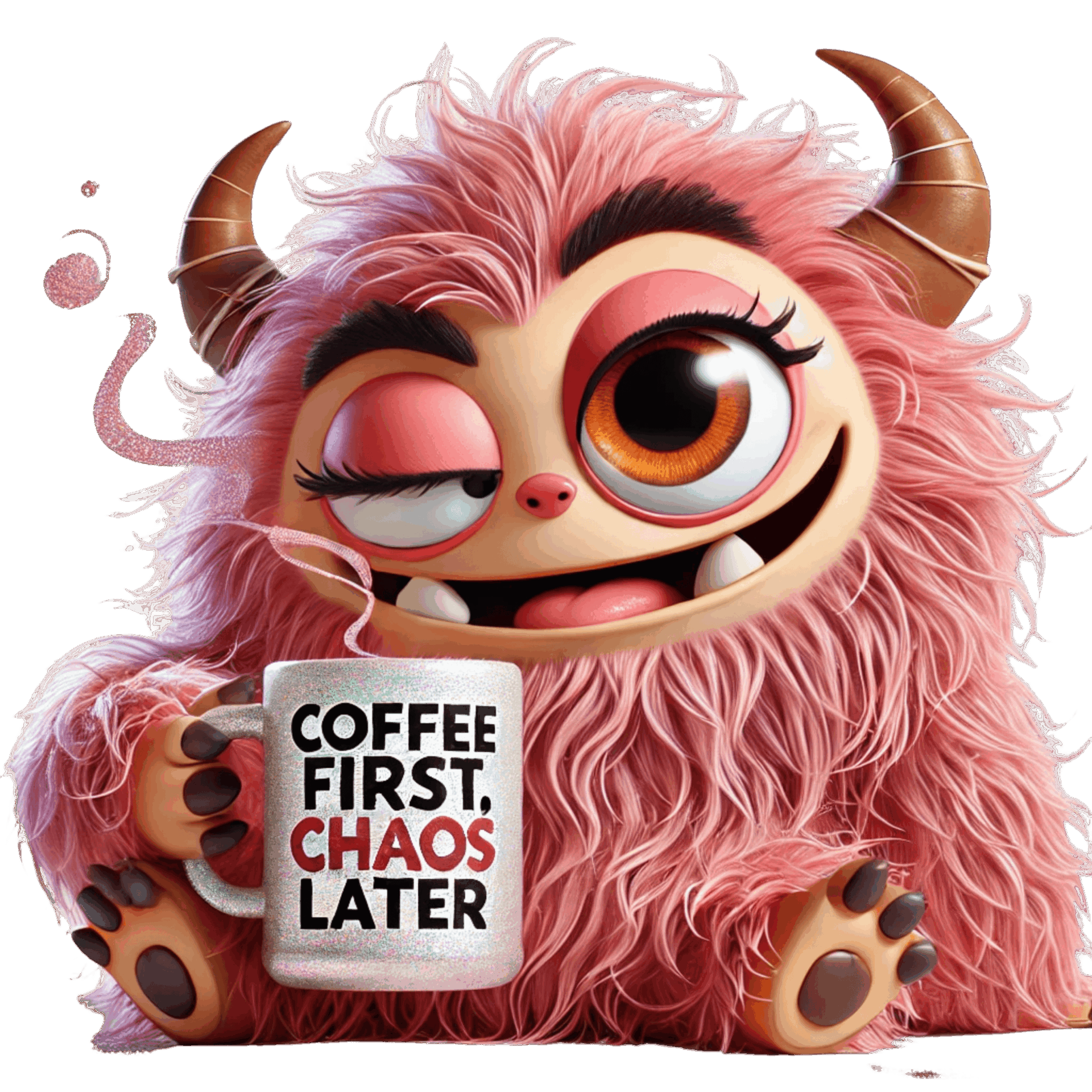 DTF Design kant en klaar –Quirky Monster Coffee C0003