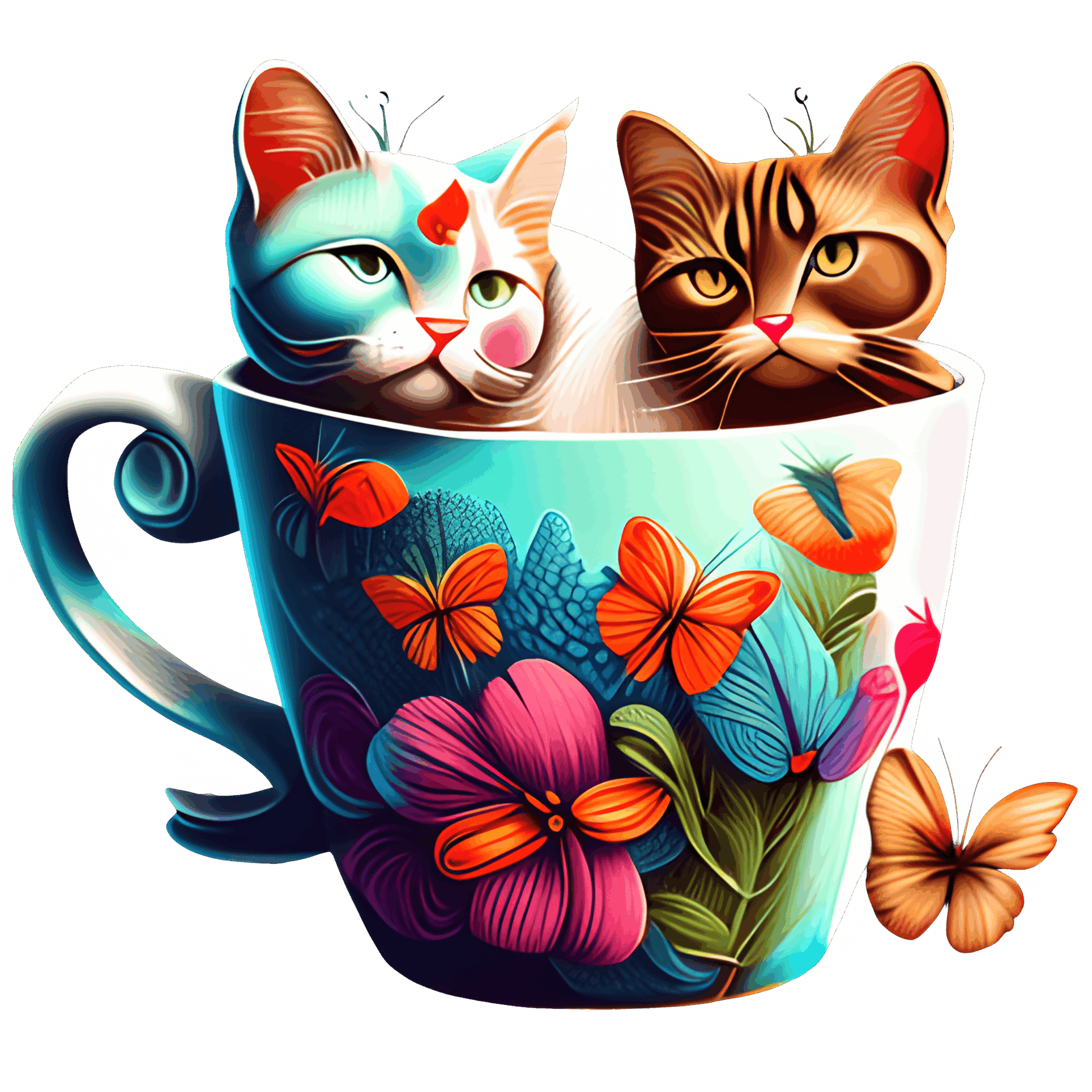 DTF Design kant en klaar –Cat Coffee C0004